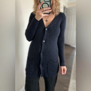 Adrienne Vittadini wool cardigan with lurex size M Black